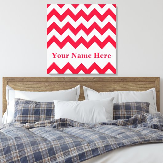 Rouge Bold Chevron met naam op Emporio Moffa Canvas Afdruk (Insitu (Slaapkamer))