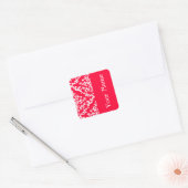 Rouge Bold Damask op Emporiomoffa met naam Vierkante Sticker (Envelop)
