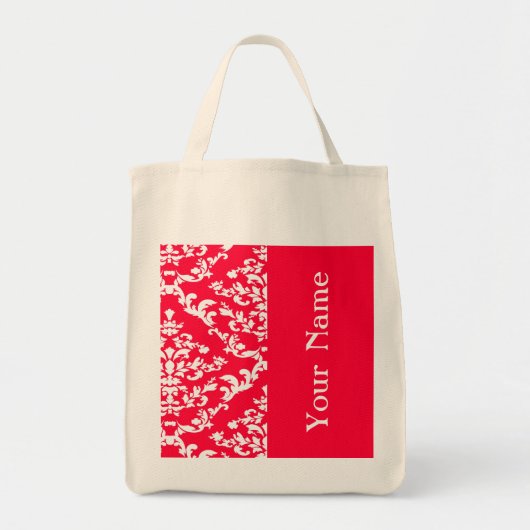 Rouge Bold Damask w/ name @ Emporiomoffa Tote Bag (Voorkant)