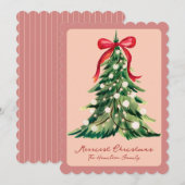 Rouge Coquette Versierde Rococo Strik Kerstboom Feestdagenkaart (Voorkant / Achterkant)