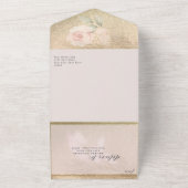 Rouge en Gouden Pampagras Bruiloft All In One Uitnodiging (Buitenkant)