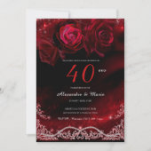 Rouge et Noir 40e Anniversaire de Mariage Kaart (Voorkant)