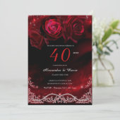 Rouge et Noir 40e Anniversaire de Mariage Kaart (Staand voorkant)