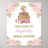 Rouge Gouden Bloemen Reis Avontuur Bruidsfeest Poster (Voorkant)