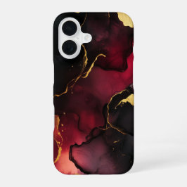 Rouge Impérial Luxe Diep Rode Marmer Goud iPhone 16 Hoesje
