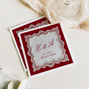 Rouge Rood Oud Geld Kant Trouw Servet