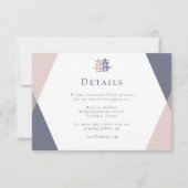 Rouge Roze Blauw Geometrisch Chinees Trouwdetails Kaart (Voorkant)