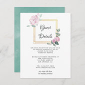 Rouge Roze Bloemige Geometrische Bruiloftsgast Det Informatiekaartje (Voorkant / Achterkant)