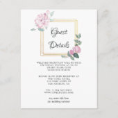 Rouge Roze Bloemige Geometrische Bruiloftsgast Det Informatiekaartje (Voorkant)