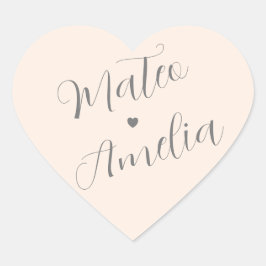 Rouge Roze Bruid en Bruidegom Namen op Trouwen Hart Sticker