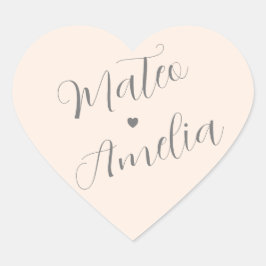 Rouge Roze Bruid en Bruidegom Namen op Trouwen Hart Sticker
