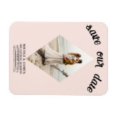Rouge Roze Diamant Foto Bruiloft Save the Date Magneet (Horizontaal)