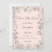 Rouge Roze en Grijs Bewaar de Datum Trouwdag Kaart (Voorkant)