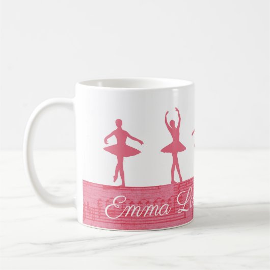 Rouge roze gepersonaliseerde Ballerina Koffiemok (Links)