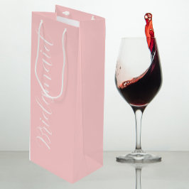Rouge Roze Gestileerde Script Trouw Bruidsmeisje Wijn Cadeautas