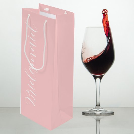 Rouge Roze Gestileerde Script Trouw Bruidsmeisje Wijn Cadeautas