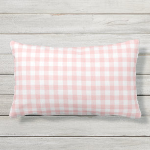 Rouge Roze Gingham Patroon Geruit Buitenkussen