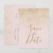 Rouge Roze & Gouden Confetti Moderne Uitnodiging t (Voorkant / Achterkant)