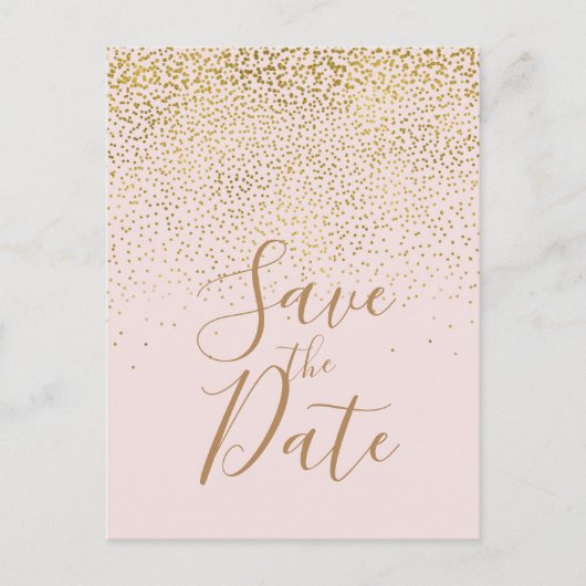 Rouge Roze & Gouden Confetti Moderne Uitnodiging t (Voorkant)