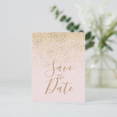 Rouge Roze & Gouden Confetti Moderne Uitnodiging t (Staand voorkant)