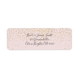 Rouge Roze & Gouden Confetti Moderne Verlovingsfee Etiket
