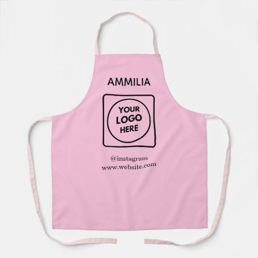 Rouge Roze Maatwerk Personeel | Gebrandmerkt Logo Schort (Voorkant)