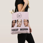 Rouge Roze Modern Logo Foto Make-up Studio Tote Bag (Dichtbij)