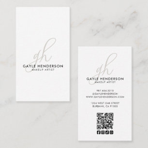 Rouge Roze Modern Logo QR Code Foto Make-up Arties Visitekaartje