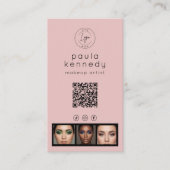 Rouge Roze Moderne Foto Logo QR Code Visitekaartje (Voorkant)
