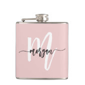 Rouge Roze Monogram Mooie Meisjesachtige Scriptlet Heupfles (Voorkant)