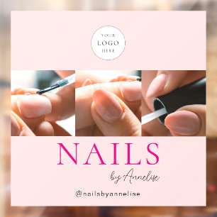 Rouge Roze Nagels Salon Logo Foto Make-up Studio Raamsticker