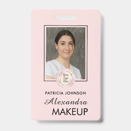 Rouge Roze Schrift Logo Foto Badge (Voorzijde)