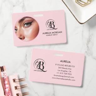 Rouge Roze Schrift Logo Foto Make-up Artiest Badge