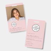 Rouge Roze Schrift Logo Foto Make-up Badge (Voor- en achterkant)