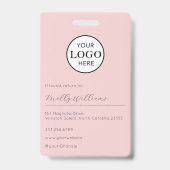 Rouge Roze Schrift Logo Foto Make-up Badge (Achterkant)
