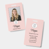 Rouge Roze Schrift Logo Foto Make-up Badge (Voor- en achterkant)