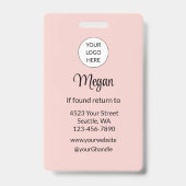 Rouge Roze Schrift Logo Foto Make-up Badge (Achterkant)