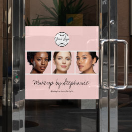 Rouge Roze Schrift Logo Foto Make-up Studio Raamsticker
