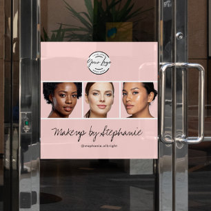 Rouge Roze Schrift Logo Foto Make-up Studio Raamsticker