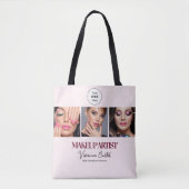 Rouge Roze Schrift Logo Foto Make-up Studio Tote Bag (Voorkant)