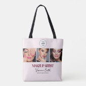 Rouge Roze Schrift Logo Foto Make-up Studio Tote Bag (Achterkant)