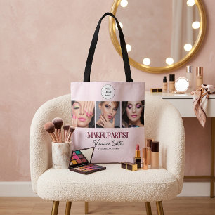 Rouge Roze Schrift Logo Foto Make-up Studio Tote Bag
