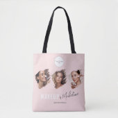 Rouge Roze Schrift Logo Foto Make-up Studio Tote Bag (Voorkant)