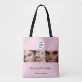 Rouge Roze Schrift Logo Foto Make-up Studio  Tote Bag (Voorkant)