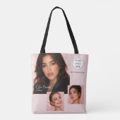Rouge Roze Schrift Logo Foto Make-up Studio Tote Bag (Achterkant)
