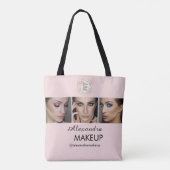 Rouge Roze Schrift Logo Foto Make-up Studio Tote Bag (Achterkant)