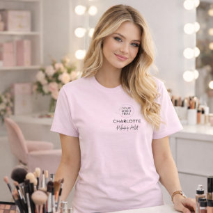Rouge Roze Schrift Logo Make-up Bezetting T-shirt
