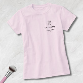 Rouge Roze Schrift Logo Make-up Bezetting T-shirt