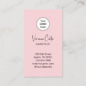 Rouge Roze Schrift Logo QR Code Foto Kapper Visitekaartje (Achterkant)