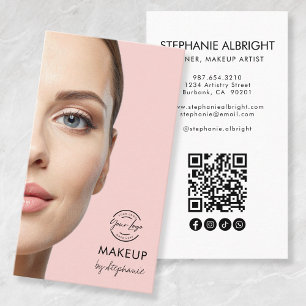 Rouge Roze Schrift Logo QR Code Foto Make-up Visitekaartje